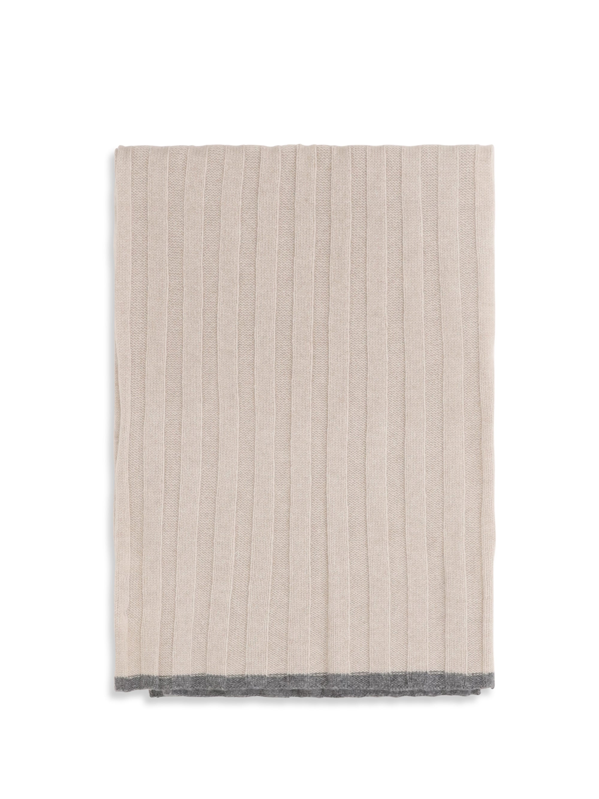 Brunello Cucinelli Ribbed Cashmere Scarf — Beige