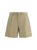 Prada Tailored Cotton Bermuda Shorts — Beige