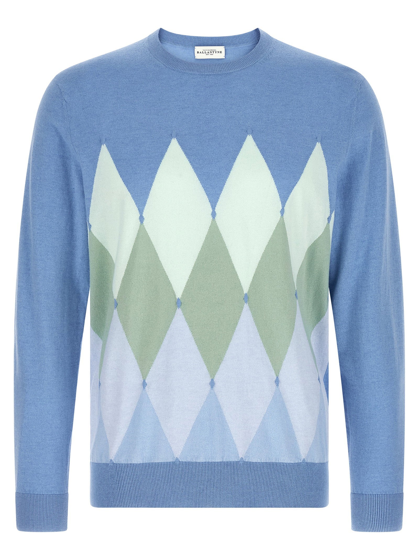 Ballantyne Argyle Jacquard Sweater — Blue