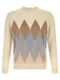 Ballantyne Argyle Jacquard Sweater — Cream