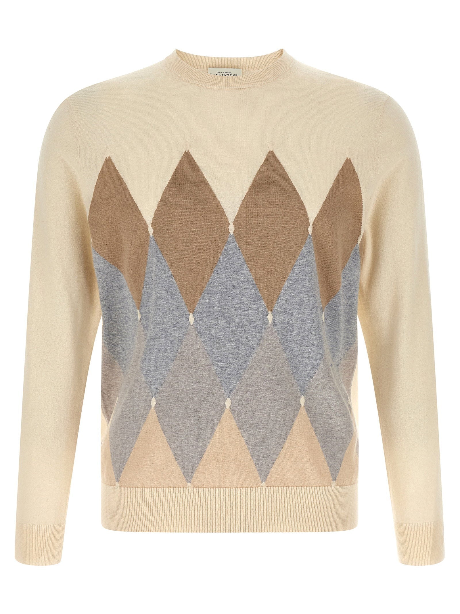 Ballantyne Argyle Jacquard Sweater — Cream