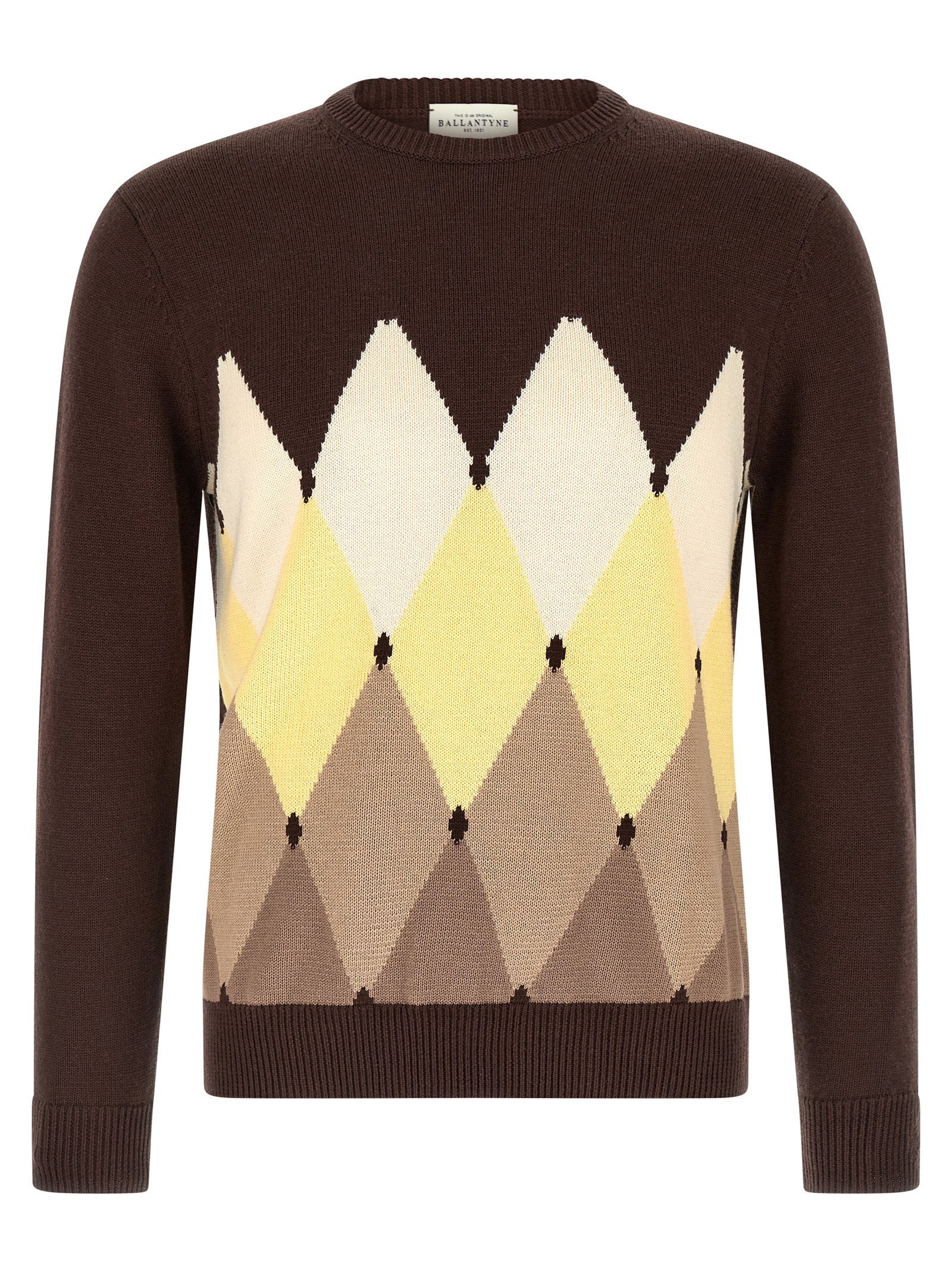Ballantyne Argyle Jacquard Sweater — Brown