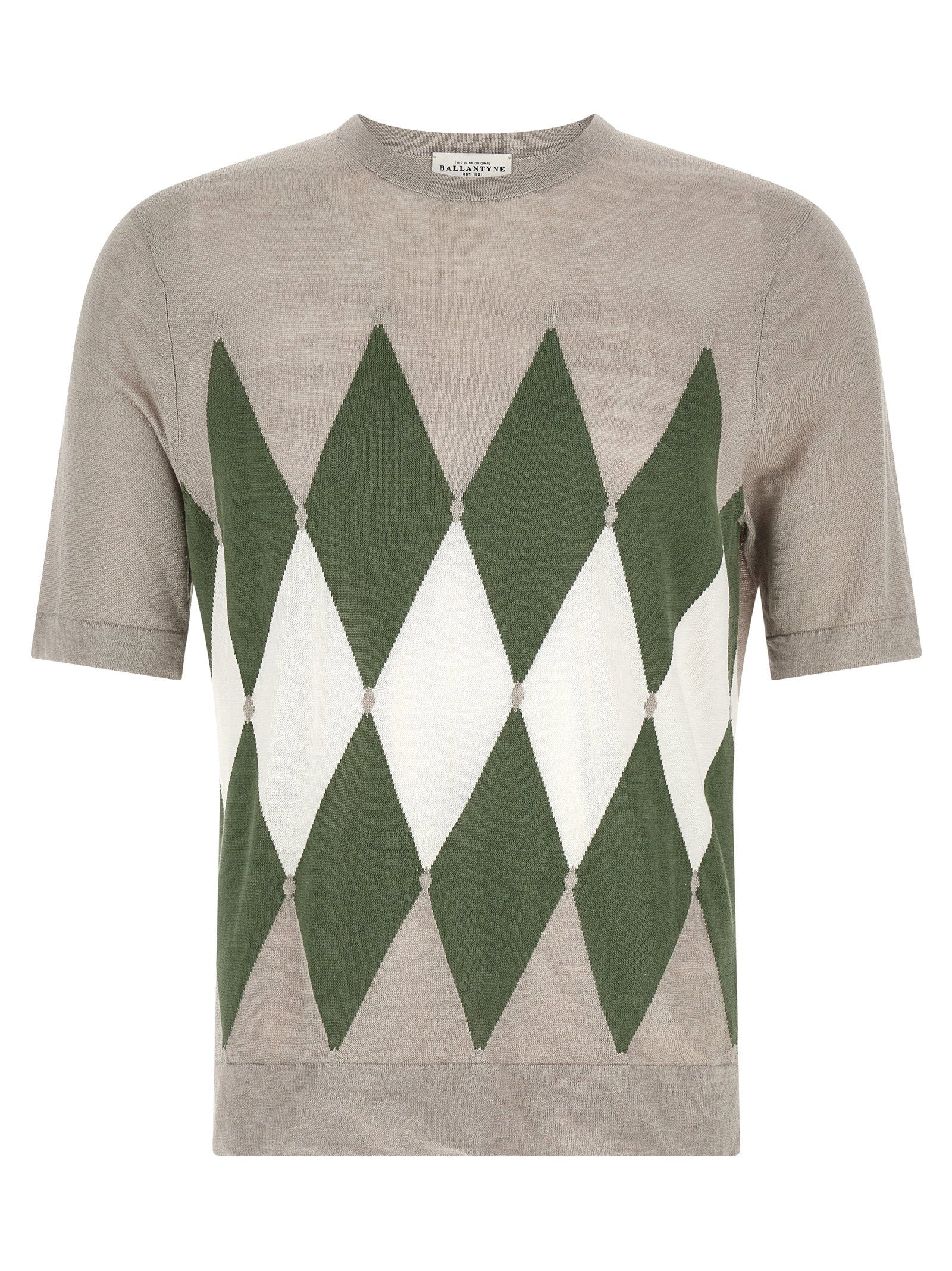 Ballantyne Argyle Jacquard T-shirt — Beige
