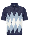 Ballantyne Argyle Jacquard Polo — Navy