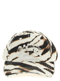 Ganni Animal Print Cotton Baseball Cap — Cream