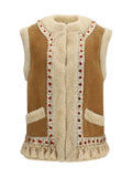 Valentino Suede and Lamb Fur Vest — Camel