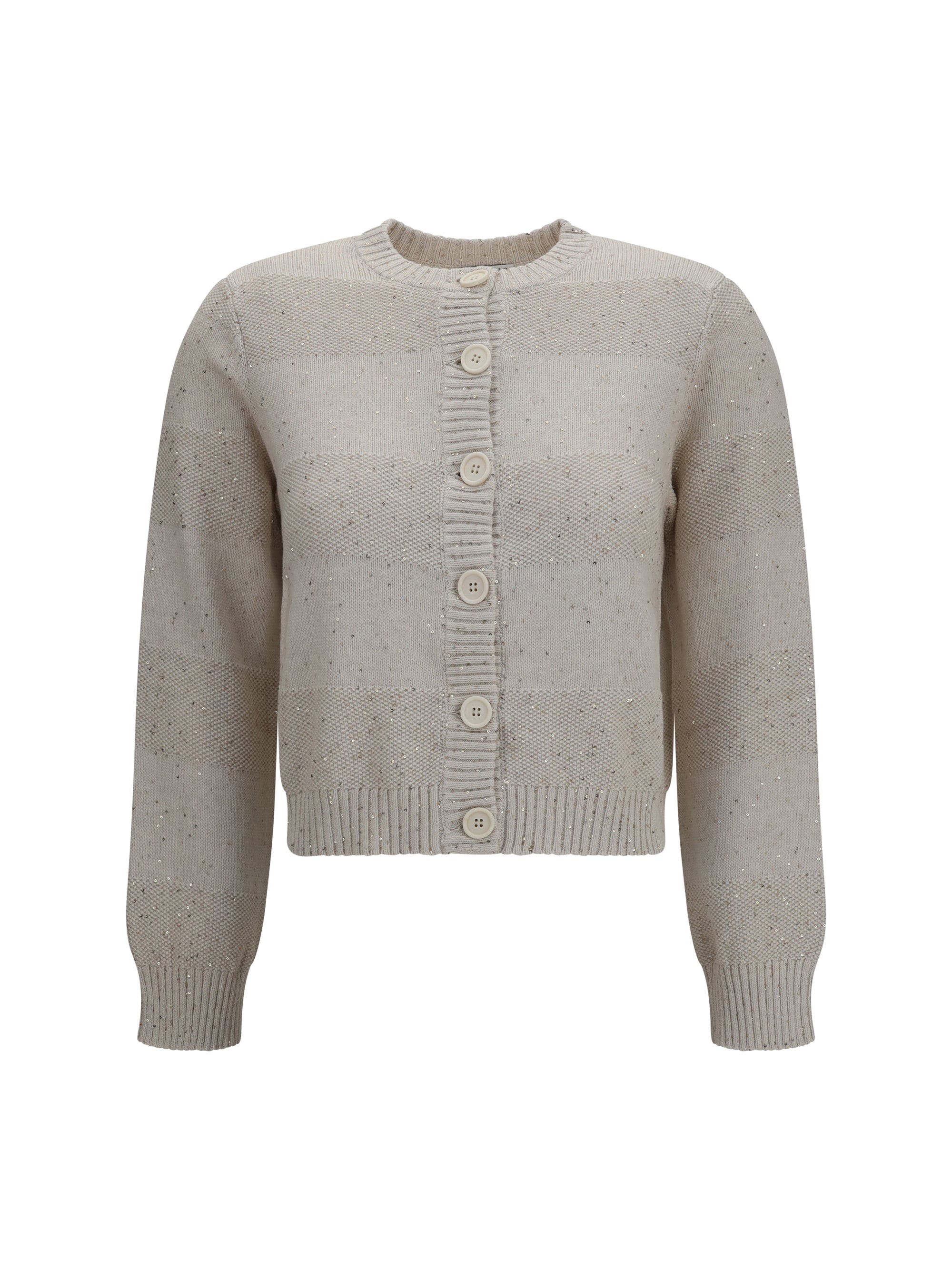Brunello Cucinelli Button-Front Cotton Cardigan — Beige