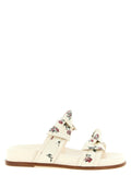 Alexandre Birman Floral-Patterned Leather Sandals — Cream