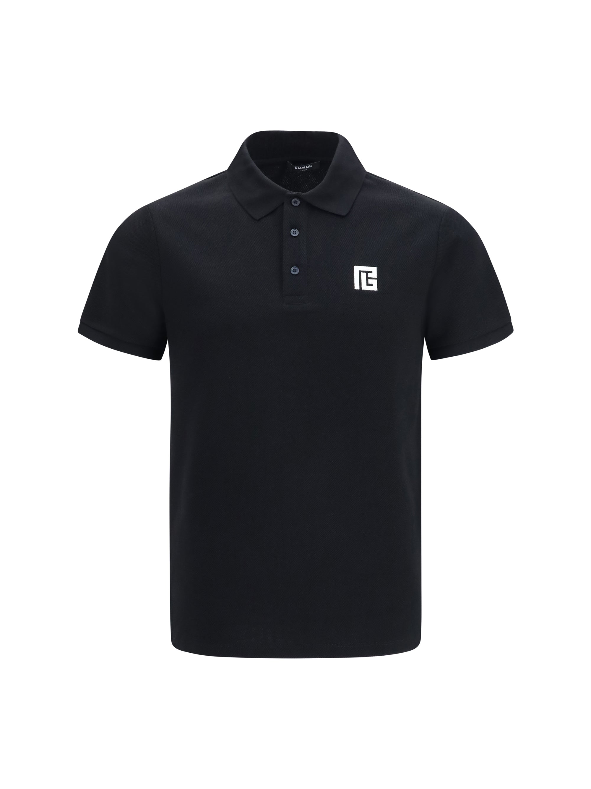 Balmain Embroidered Logo Polo — Black
