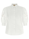 Valentino Garavani Macramé Puff-Sleeve Blouse — white