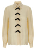 Valentino Garavani Contrast Bow-Detail Shirt — Cream