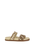 Fendi Feel Slide Sandals — Beige
