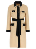 Valentino Garavani Contrast-Trim Wool Coat — Cream