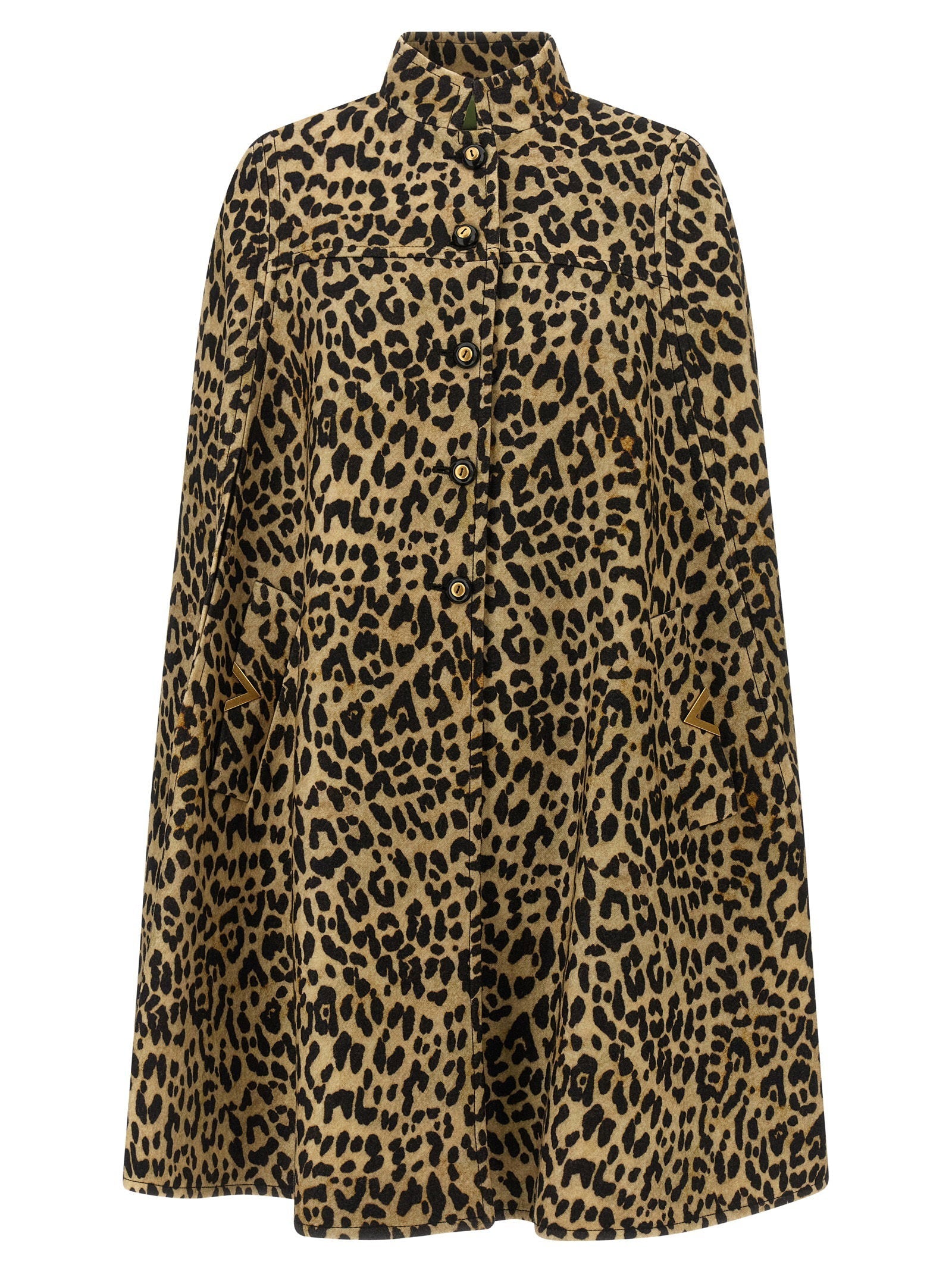 Valentino Garavani Leopard-Print Animalier Cape — Beige