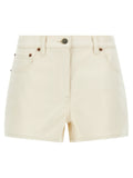 Valentino Garavani Garment-Dyed Denim Denim Shorts — Cream