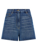 Valentino Garavani Vgold Denim Shorts — Blue