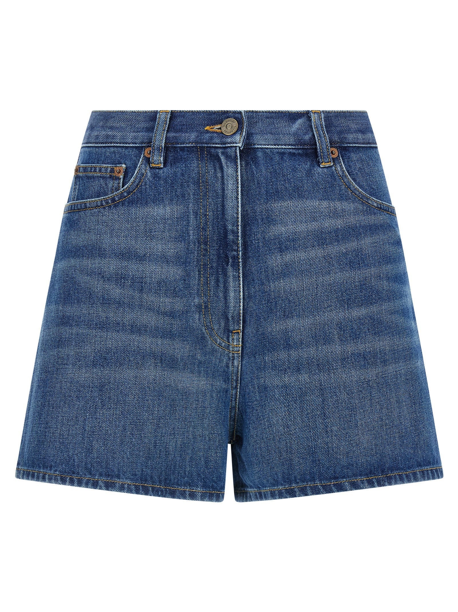 Valentino Garavani Vgold Denim Shorts — Blue