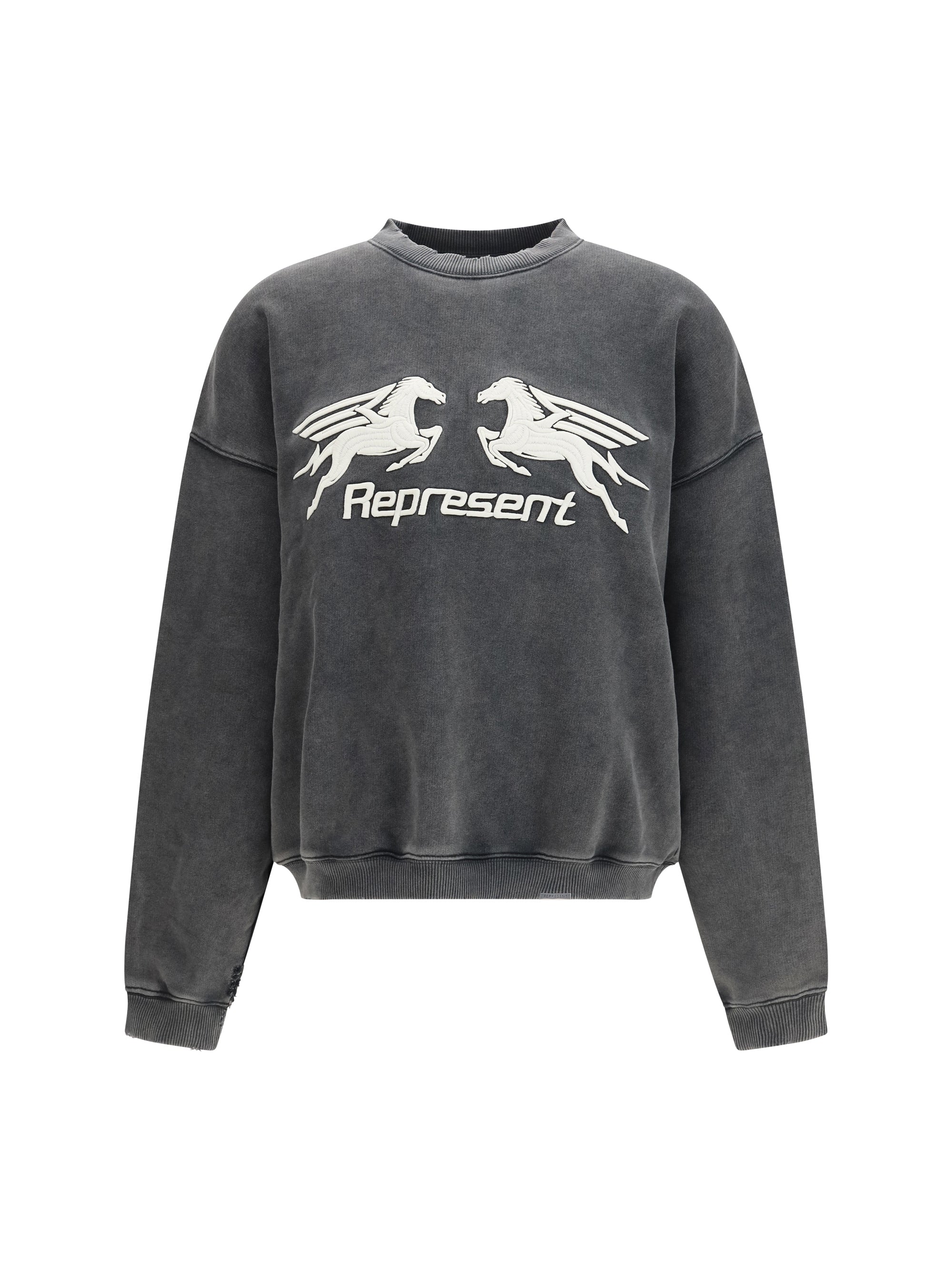Represent Logo-Embroidered Sweatshirt — Gray