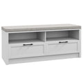 Shoe Bench with Padded Seat, Open Compartments and Drawers for Entryway, Hallway