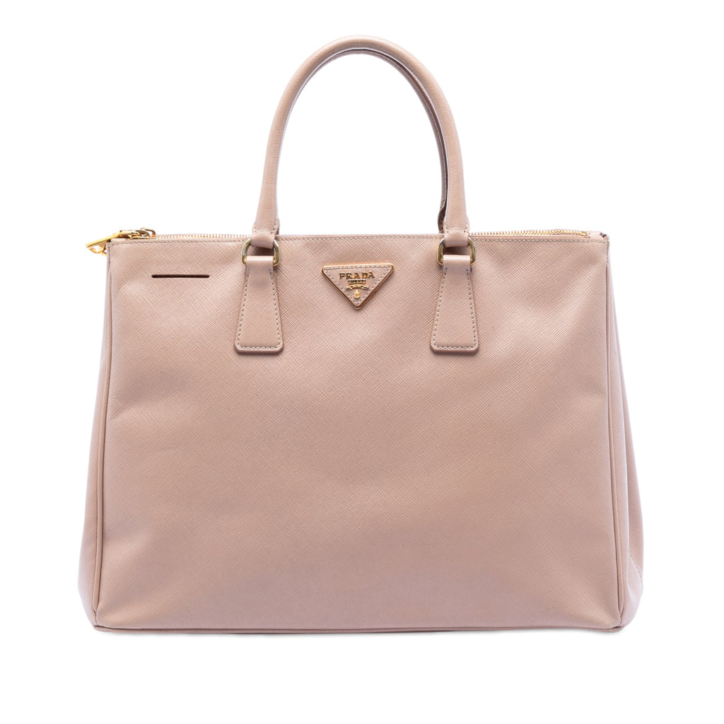 Large Saffiano Lux Galleria Double Zip Satchel