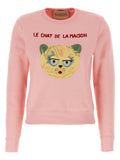 Valentino Garavani Embroidered Cat-Motif Sweatshirt — Pink