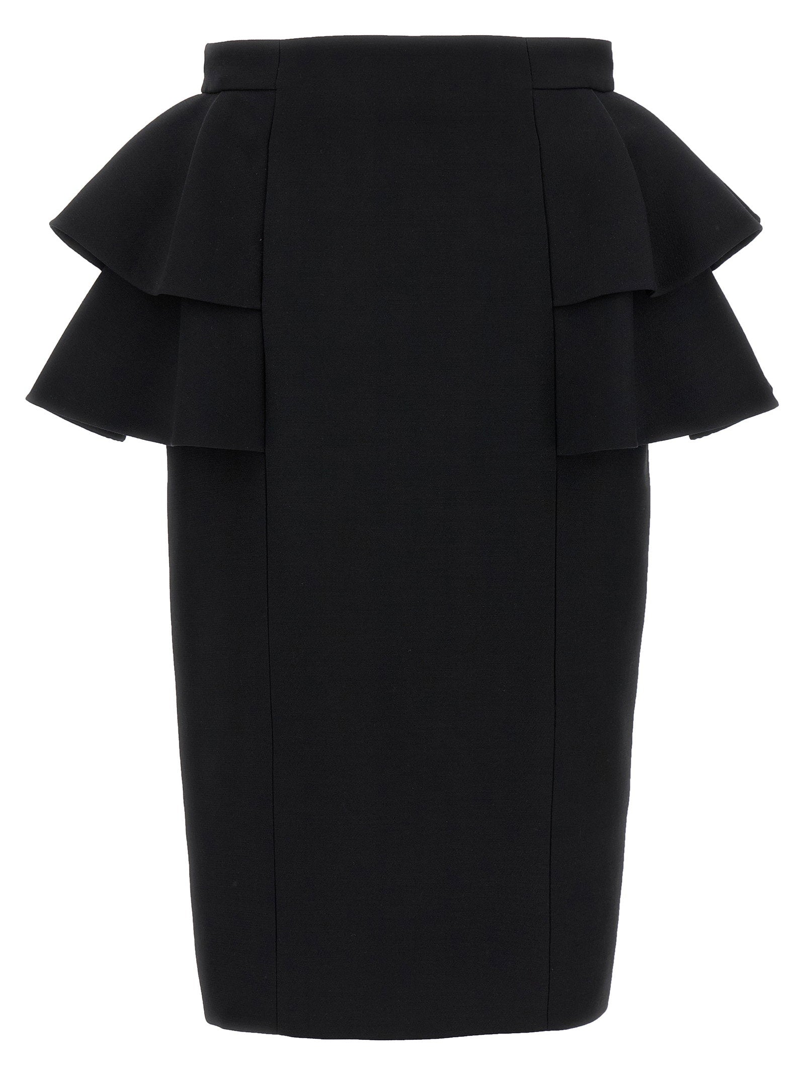 Valentino Garavani Tiered Ruffle Crepe Skirt — Black