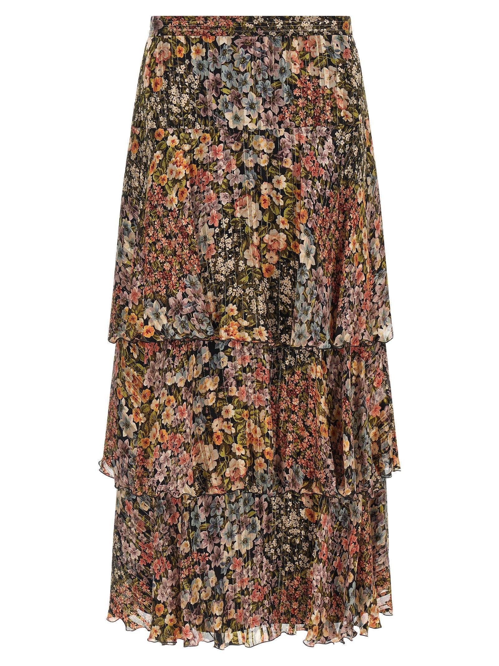 Valentino Garavani Floral Lamé Skirt — Black