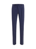 Germano Tone-on-Tone Checked Wool Trousers — Navy