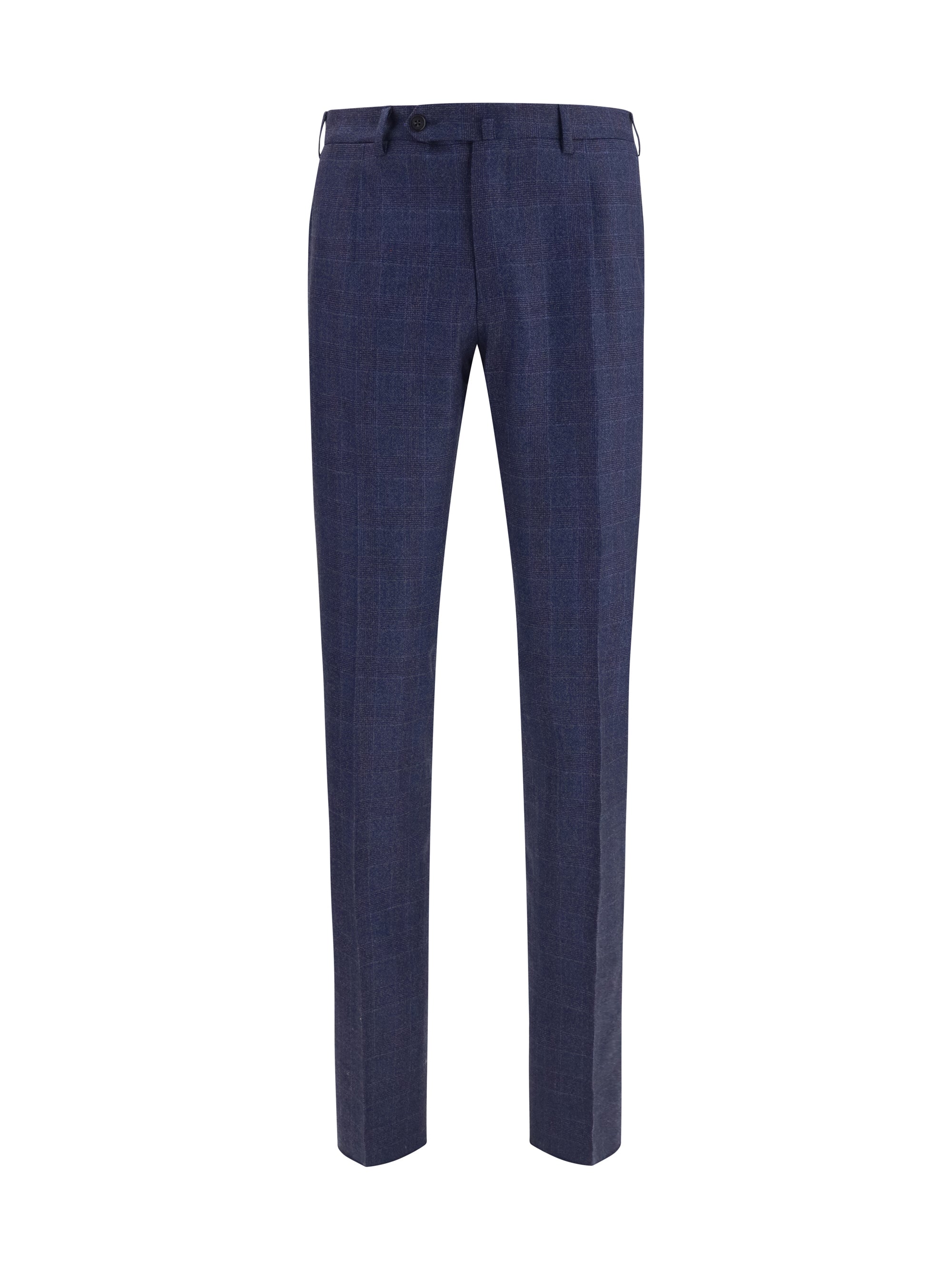 Germano Tone-on-Tone Checked Wool Trousers — Navy