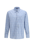 GCDS Pinstripe Logo Shirt — Blue
