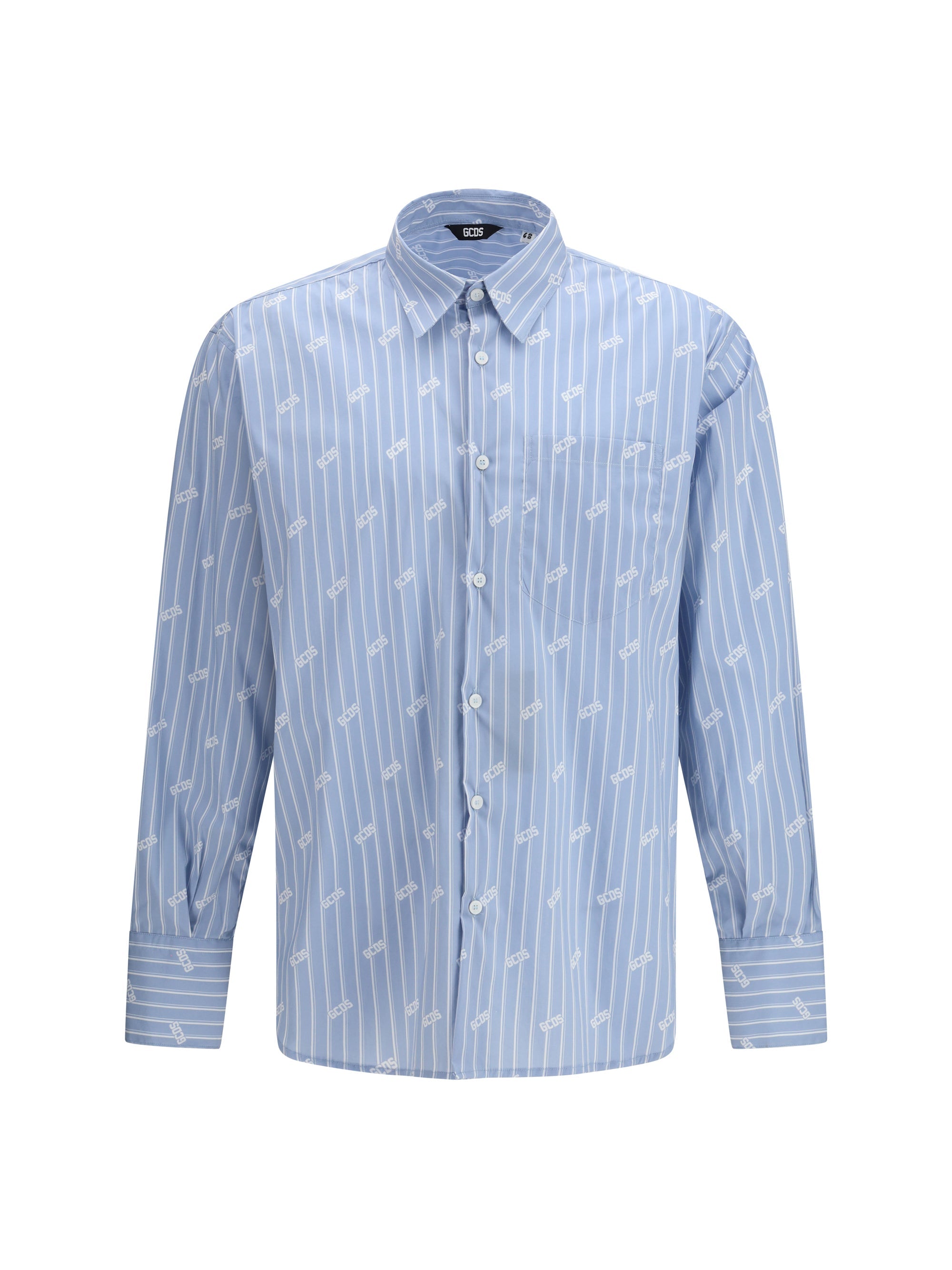 GCDS Pinstripe Logo Shirt — Blue