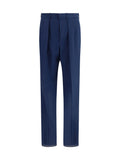 Tom Ford Pleated Wool Trousers — Navy