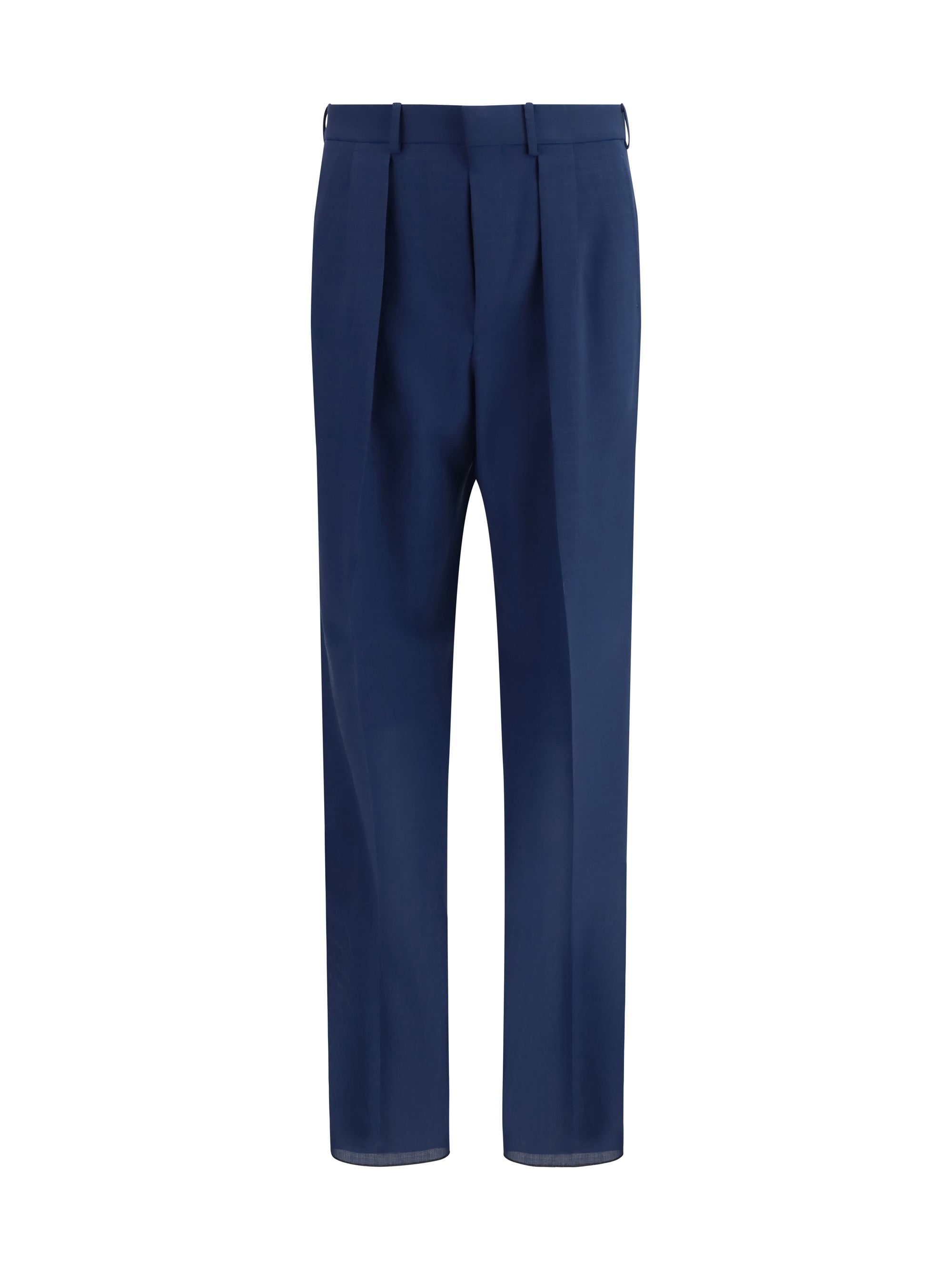 Tom Ford Pleated Wool Trousers — Navy