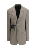 Balenciaga Vichy-Pattern Lyocell Blazer — Khaki