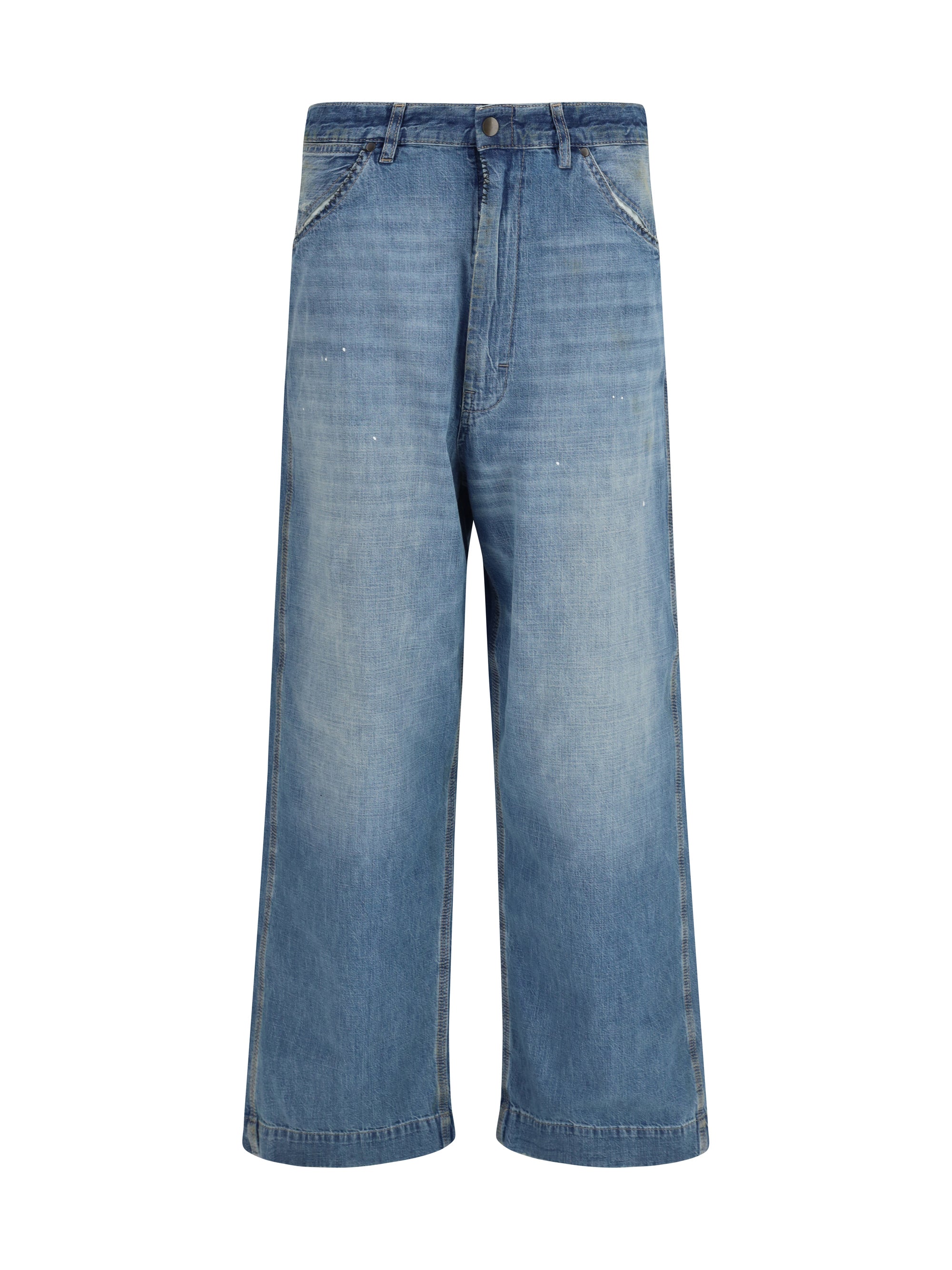 Maison Margiela Patchwork-Detail Wide Leg Jeans — Blue