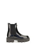 Prada Brushed Leather Chelsea Boots — Black