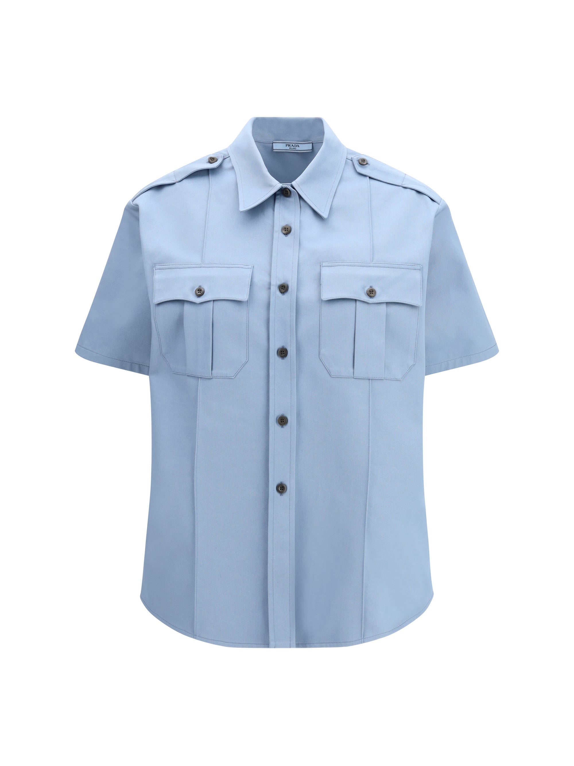 Prada Cotton Utility Shirt — Blue