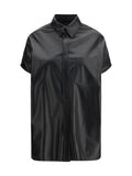 Balenciaga Tucked Sleeves Lamb Leather Shirt — Black