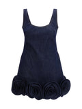 Self-Portrait 3D Floral Denim Dress — Blue