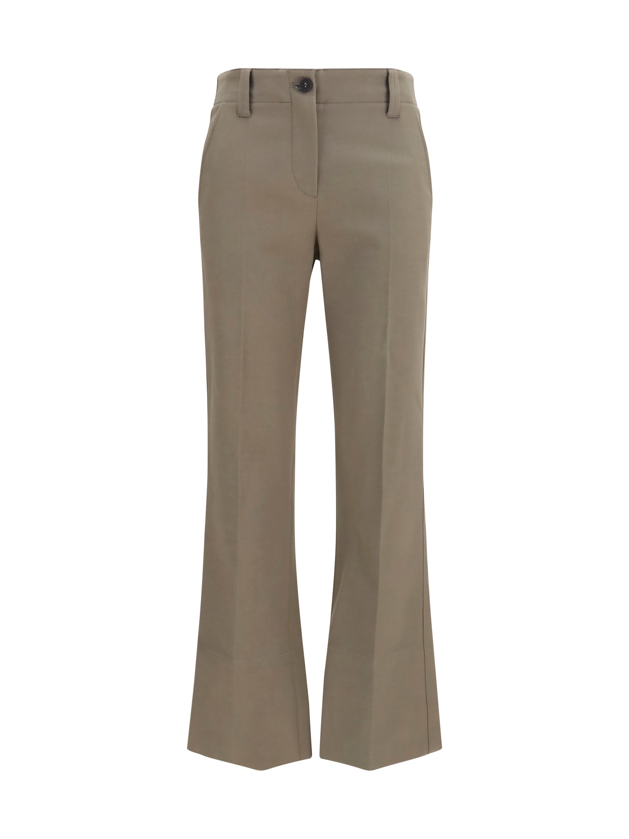 Brunello Cucinelli Slim Flared Cotton-Elastane Trousers — Beige
