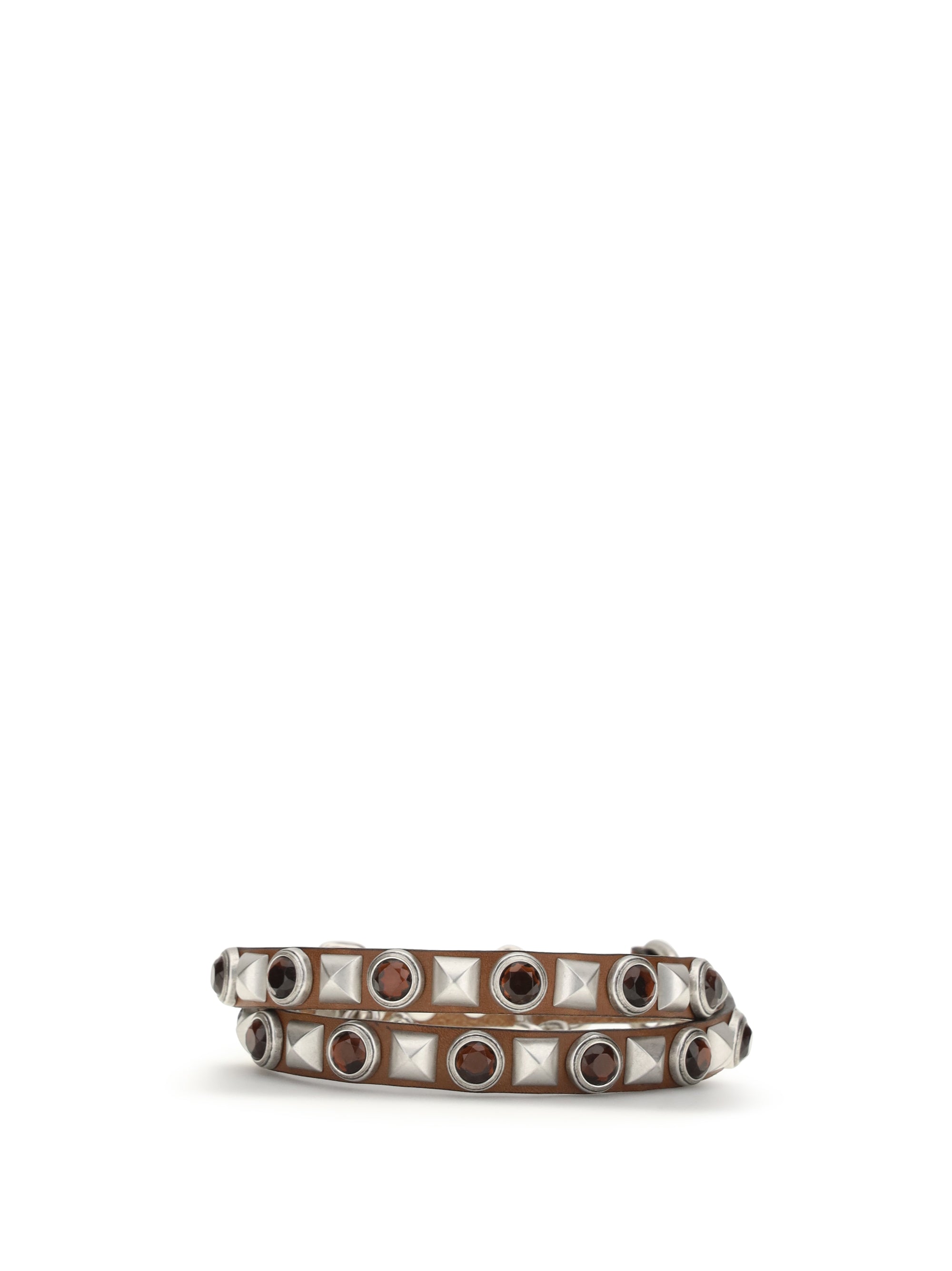 Etro Jeweled Studded Leather Belt — Brown