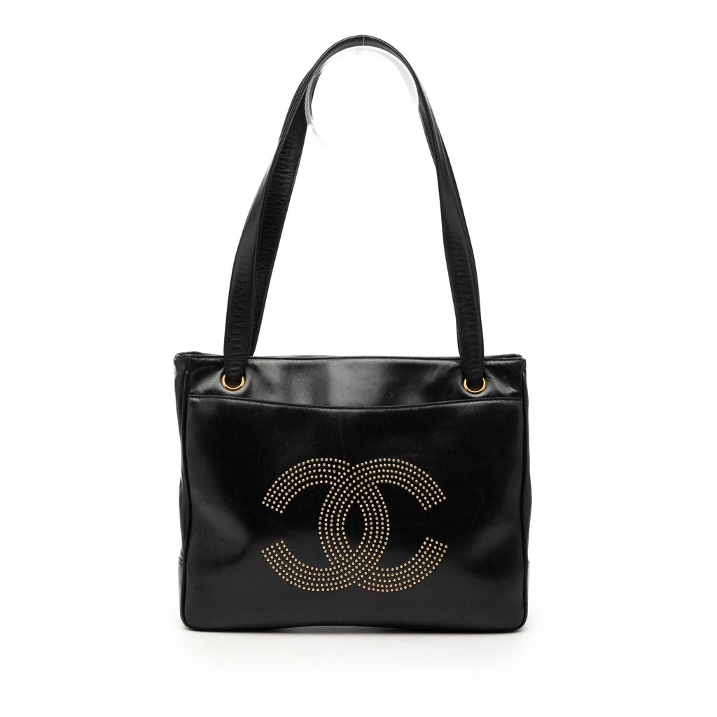 Lambskin CC Studded Logo Tote