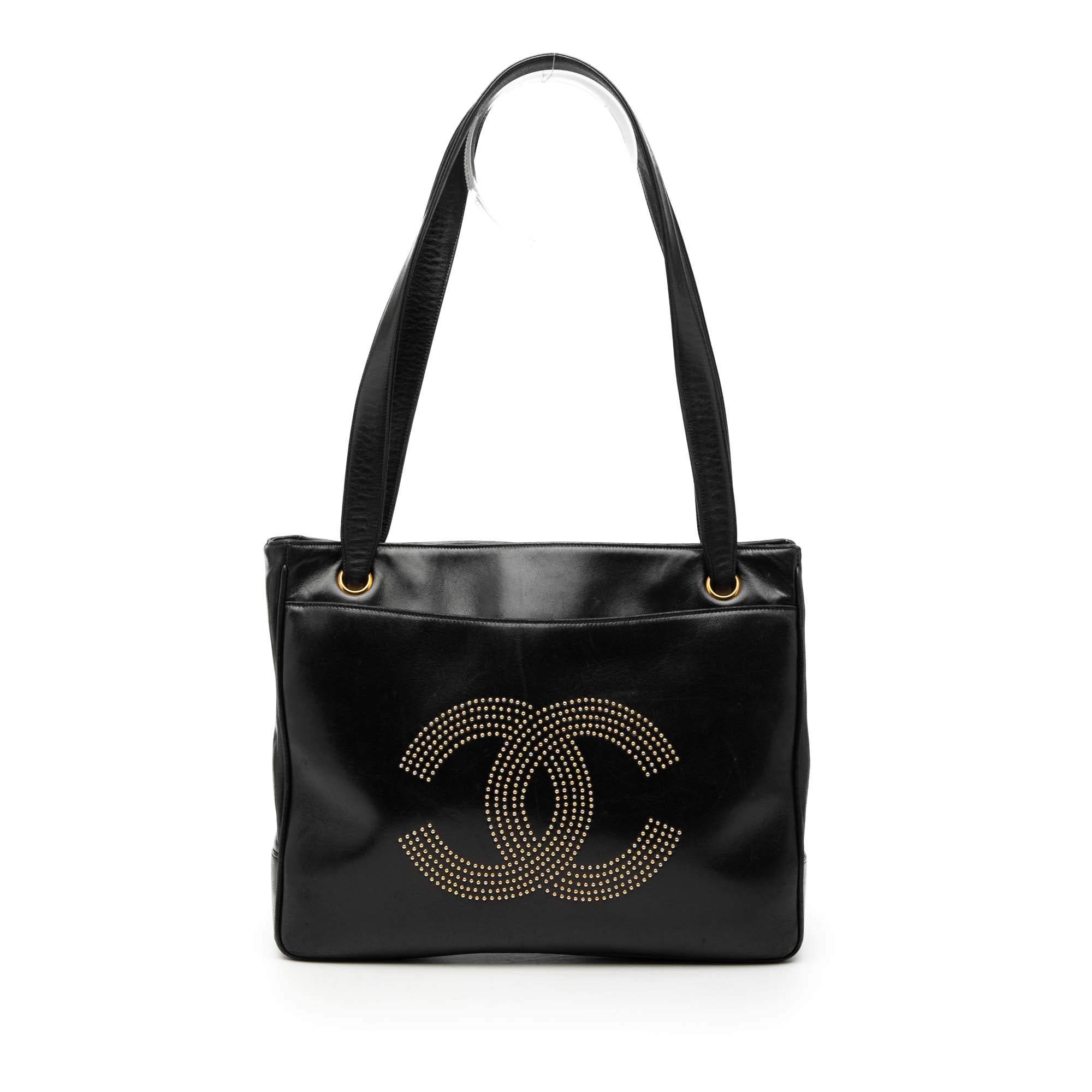 Lambskin CC Studded Logo Tote