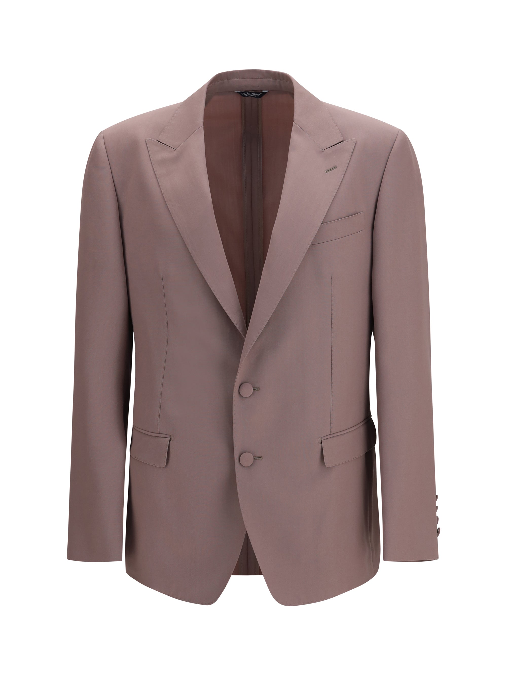 Dolce & Gabbana Single-Breasted Wool Poplin Blazer — Brown