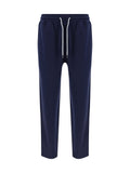 Brunello Cucinelli Cotton-Blend Drawstring Joggers — Navy