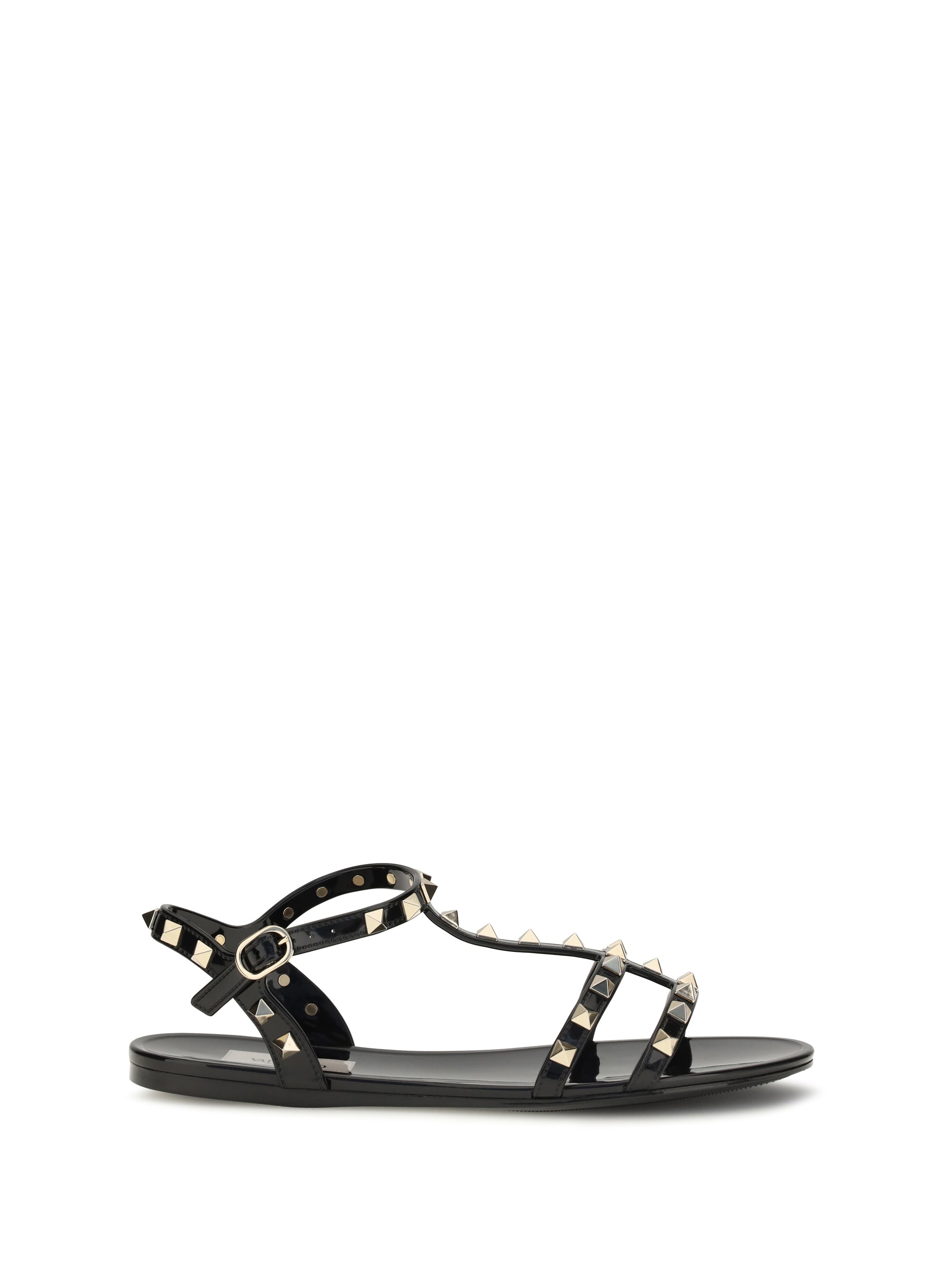 Valentino Garavani Rubber Rockstud Sandals — Black