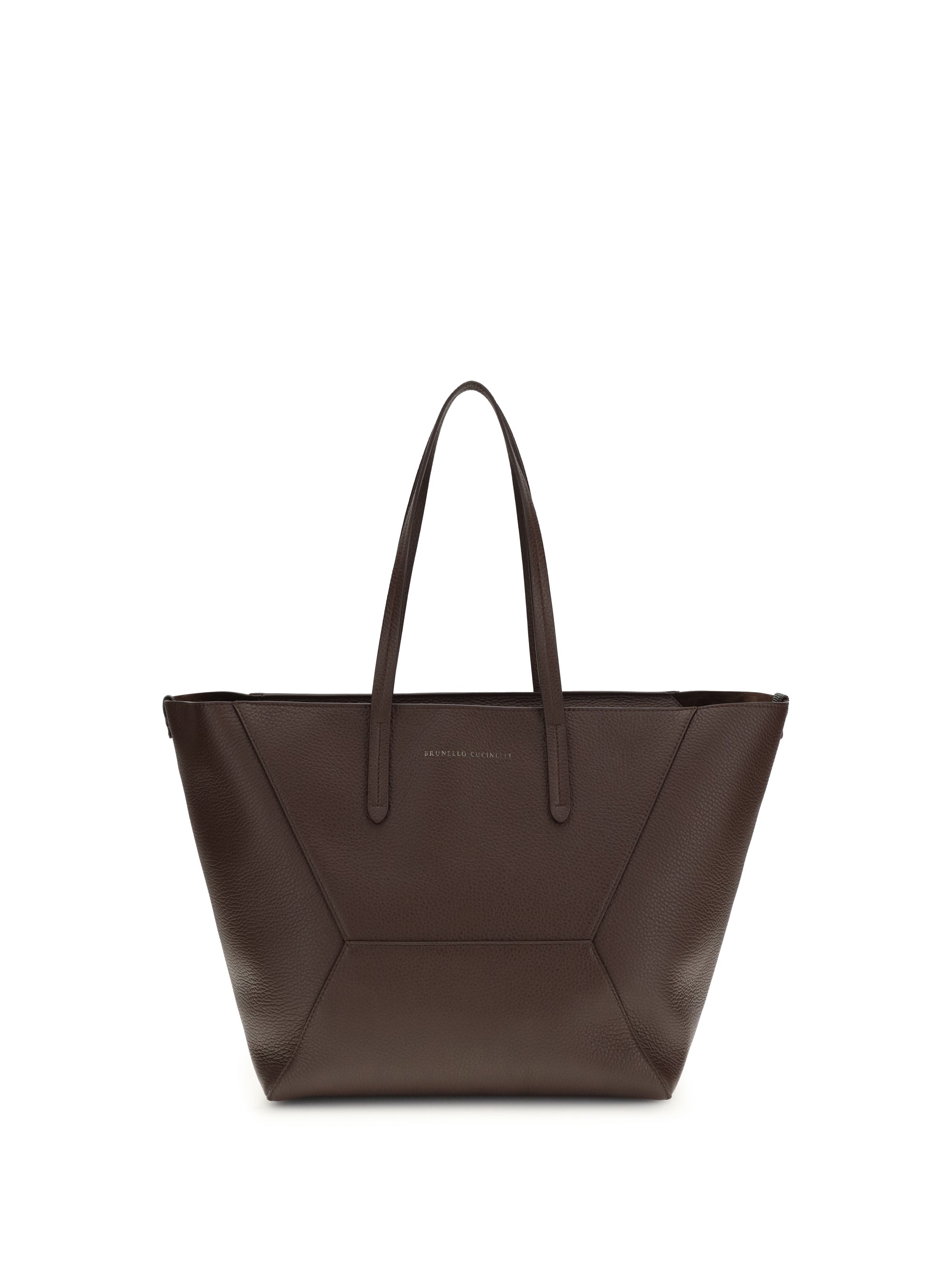 Brunello Cucinelli Hammered Leather Tote Bag — Burgundy