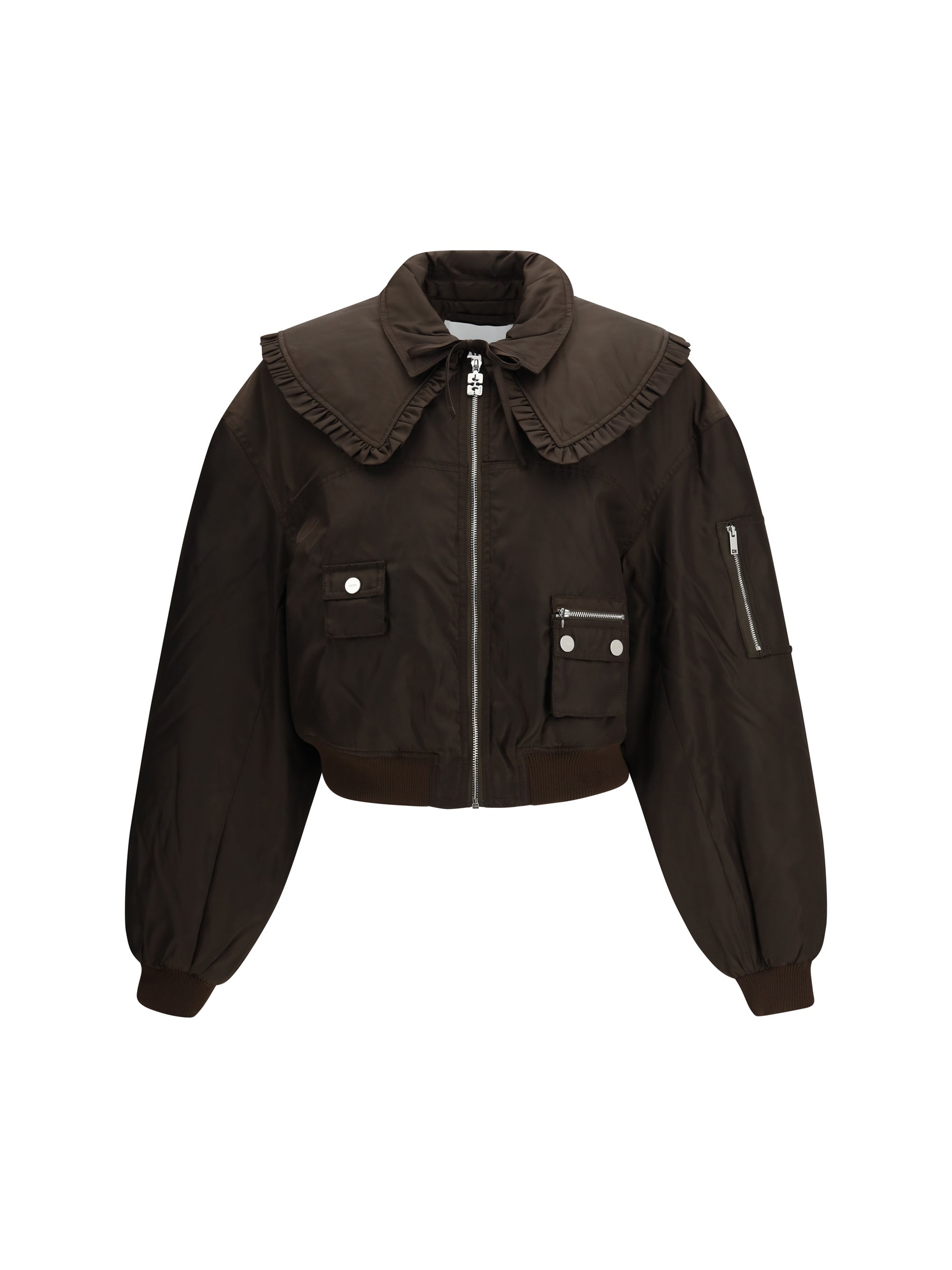 Ganni Bomber Jacket — Brown