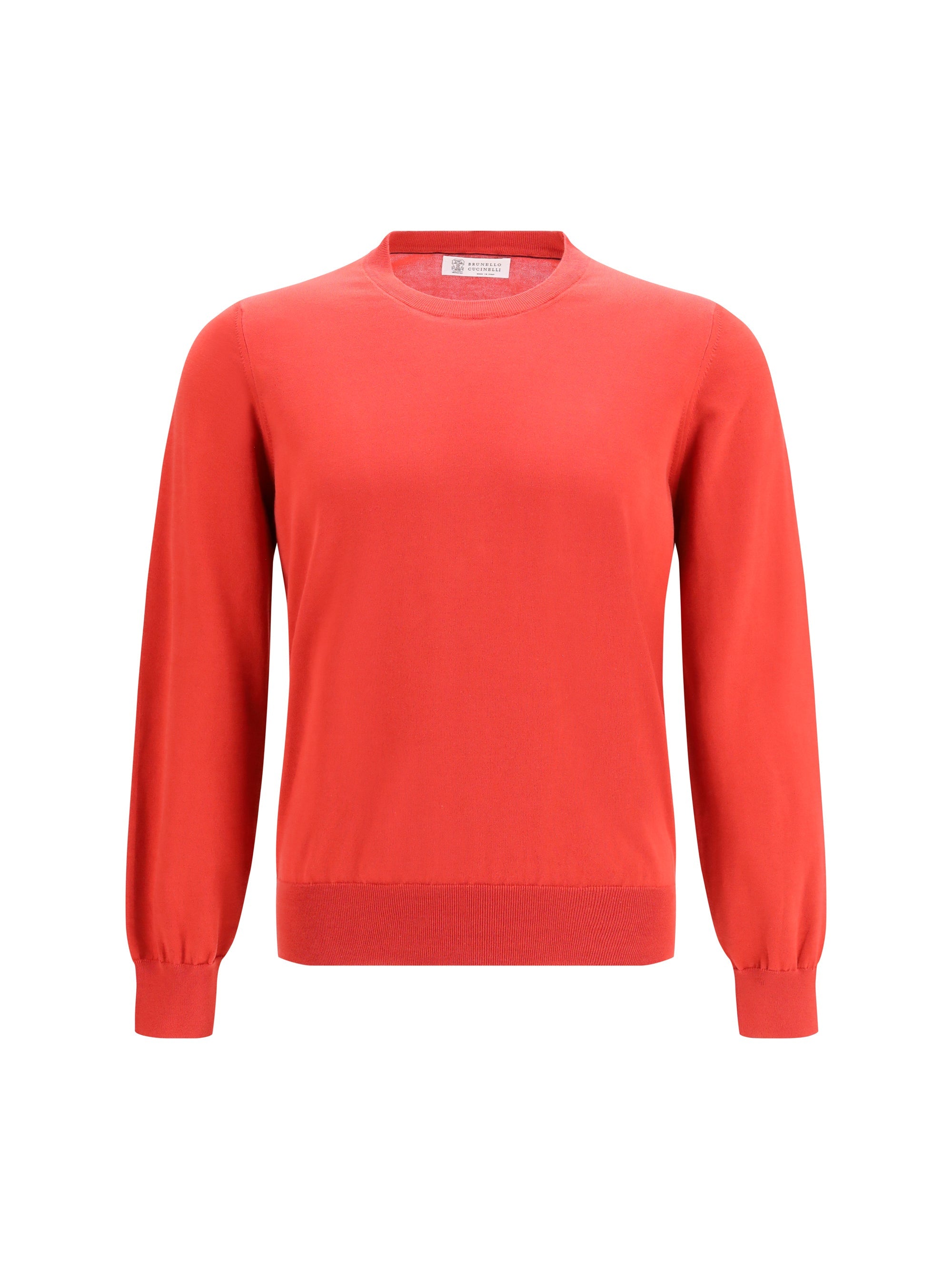 Brunello Cucinelli Cotton Crewneck Sweater — Red