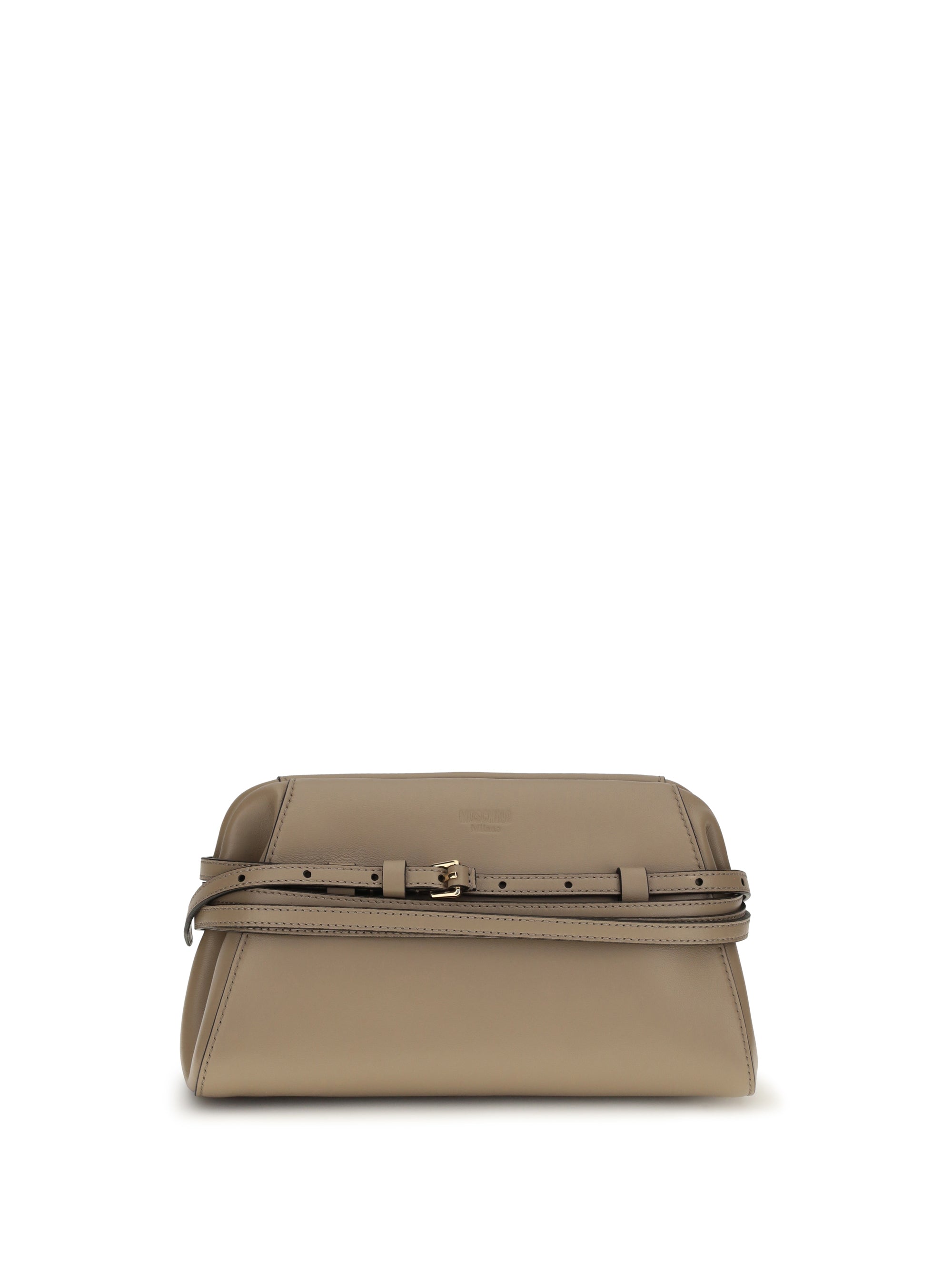 Moschino Belt-Detail Clutch — Beige